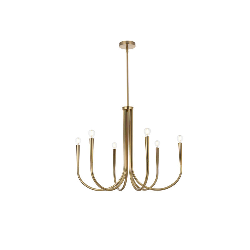 Lustre classique traditionnel doré Catalena à 6 lumières, intensité variable