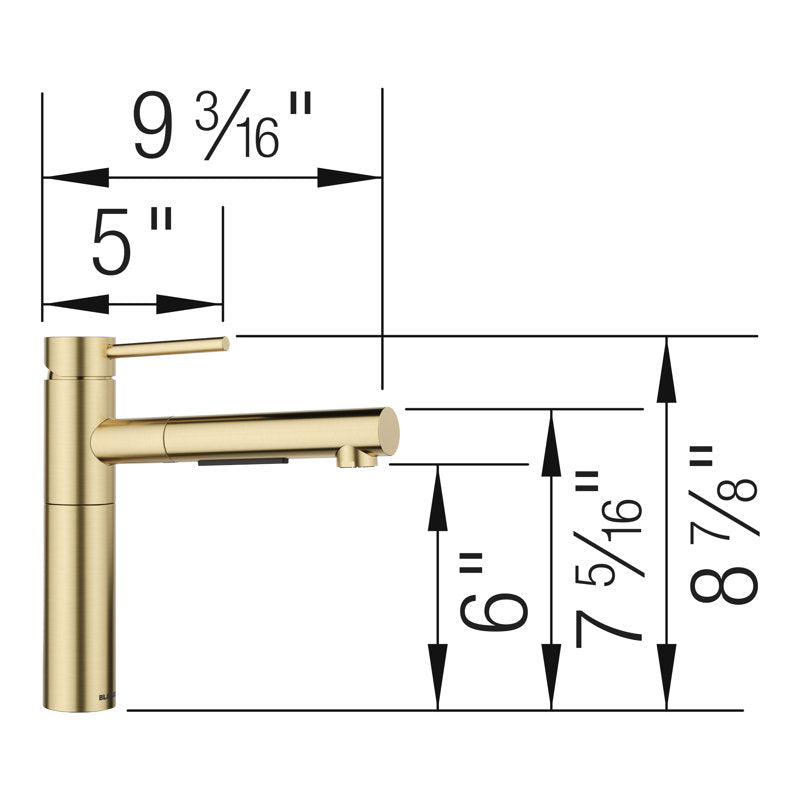 Robinet de cuisine rétractable double jet Alta II Low Arc (boîte ouverte légèrement rayée) Or satiné