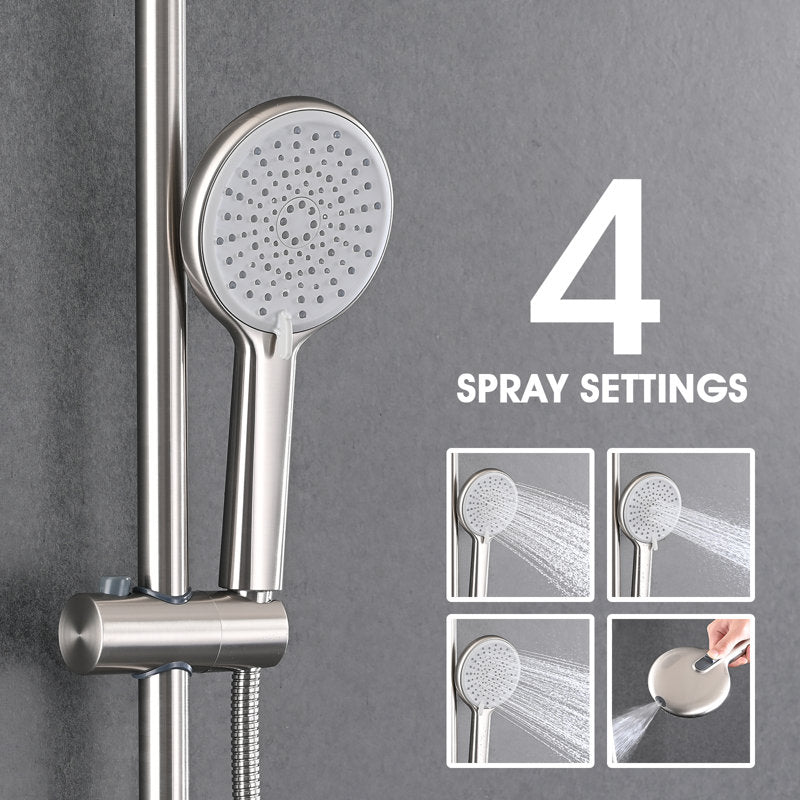 Shower System with 10-inch Rain Shower Head, 4-Function Adjustable Dual Shower Head