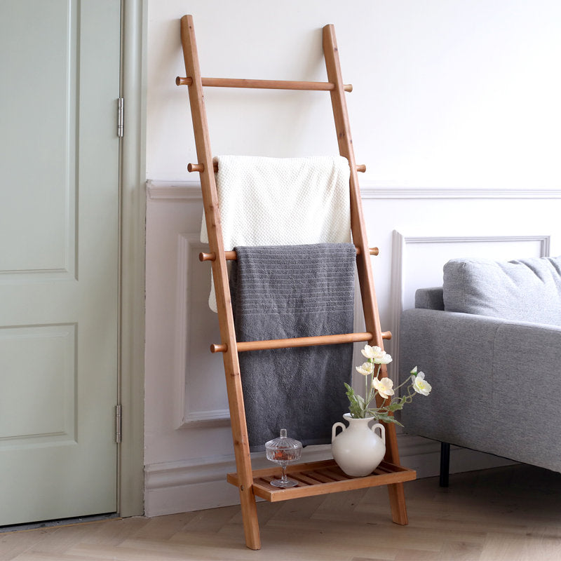 Échelle de toit en bois de 57 po avec tablette inférieure, Gracie Oaks