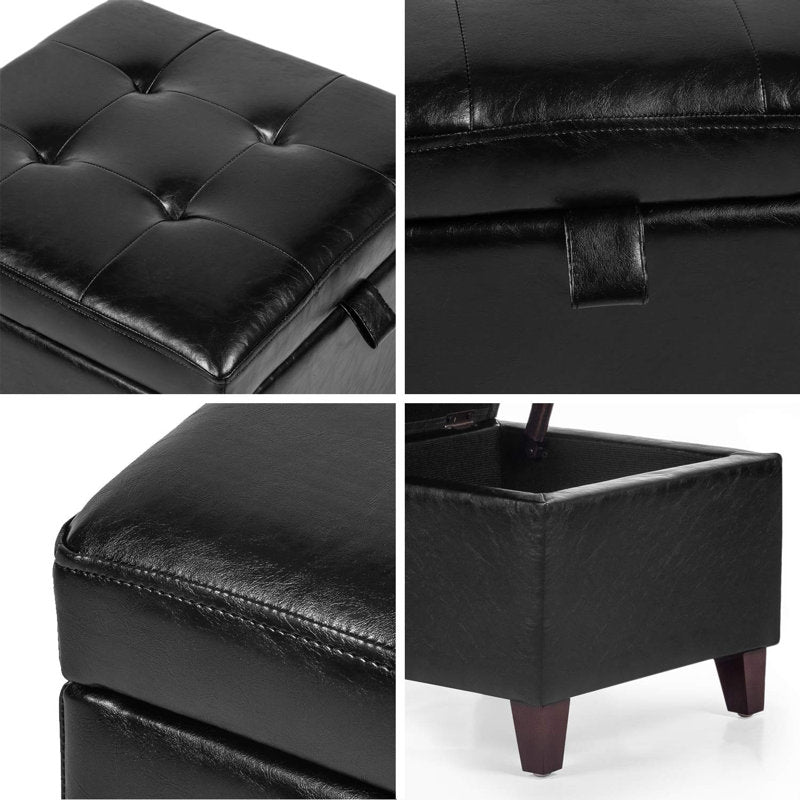 Pouf de rangement carré capitonné Orella 17,7 po