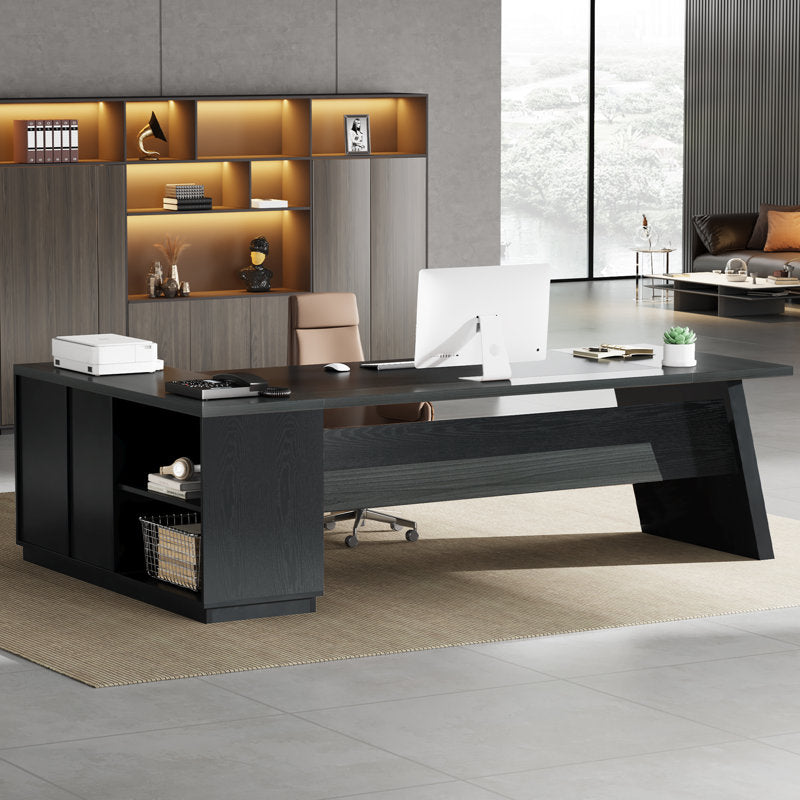 L Shaped Modern Executive Office Desk With Drawers