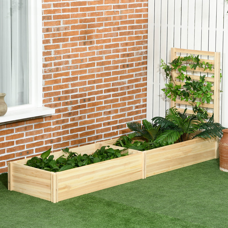 Jardinière surélevée Outsunny avec treillis et 2 compartiments