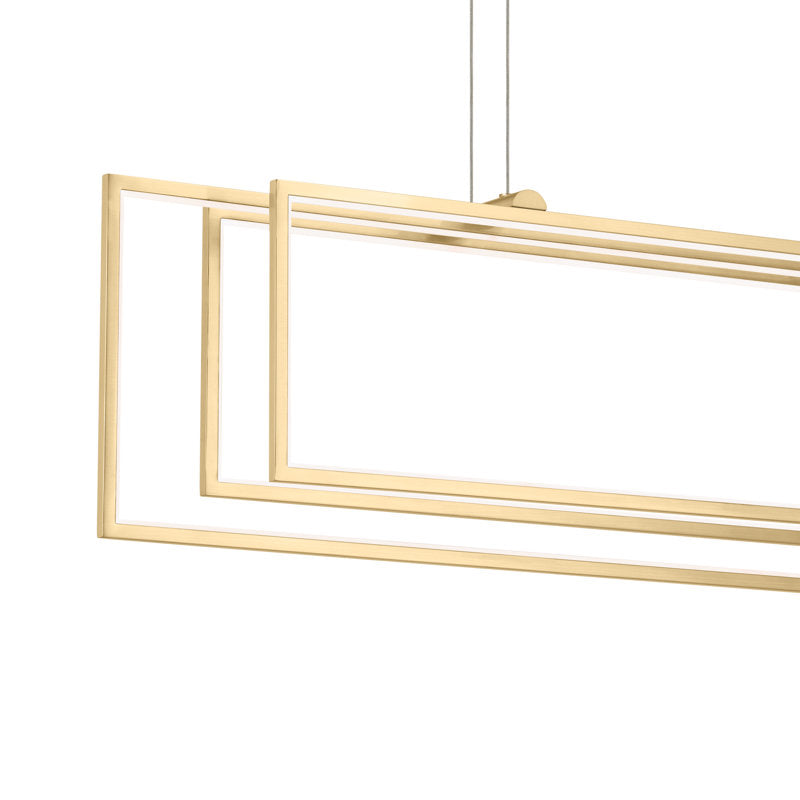 Lustre rectangulaire LED Crelin 3 lumières (doré)