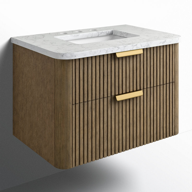 Meuble-lavabo simple mural Liljan 30'' avec comptoir en pierre reconstituée