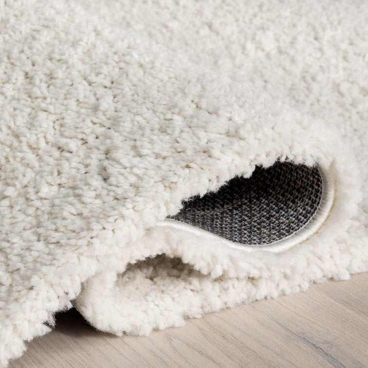 Tapis de couloir uni à poils longs pour salon, chambre, salle à manger, chambre d'enfant, entrée, couloir, blanc cassé, 122 x 183 cm