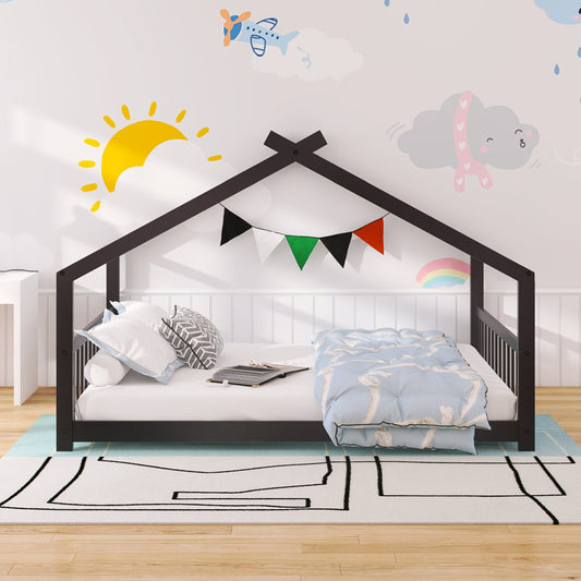 Lit à baldaquin pour enfant, couleur expresso