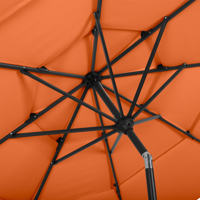 Parasol de marché Bettine 3 m (10 pi) - Pare-soleil à 3 niveaux avec inclinaison par bouton-poussoir et manivelle d'ouverture facile - Parasol d'extérieur pour terrasse, jardin ou piscine par Pure Garden