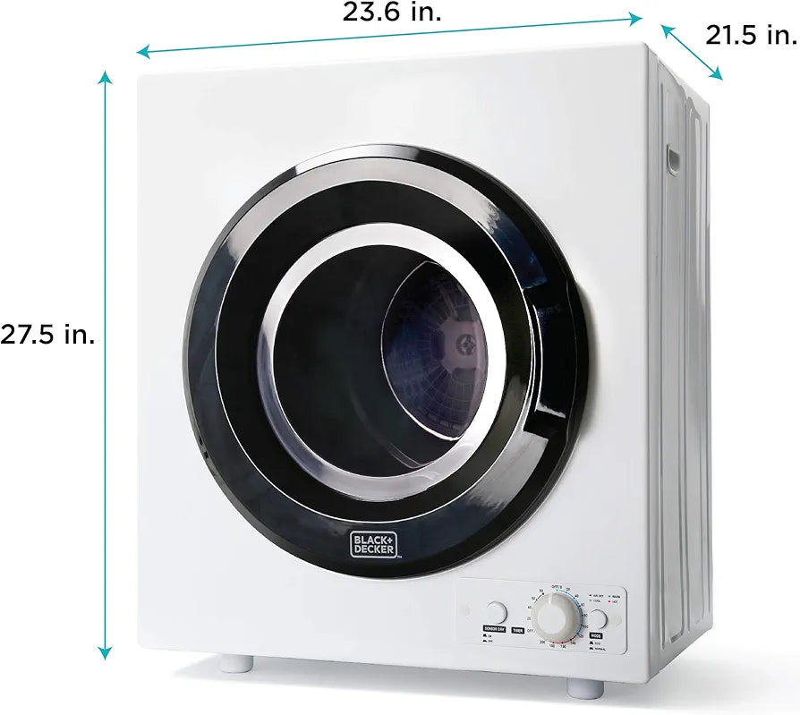 Sèche-linge compact Black+Decker pour prise murale standard, petit, 4 programmes, capacité de séchage 6 kg