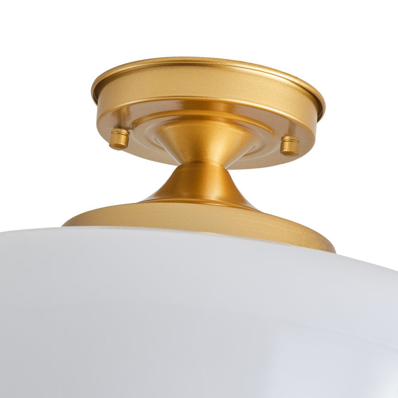 Plafonnier semi-encastré Lovina style ferme moderne avec abat-jour en verre opale couleur 