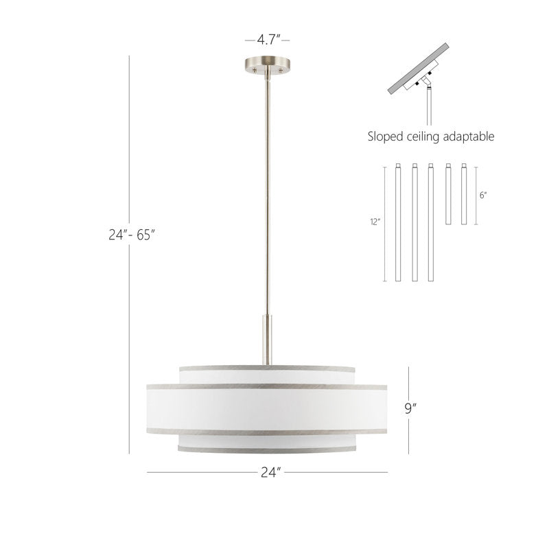 Aasim 5 - Lustre tambour à abat-jour clair