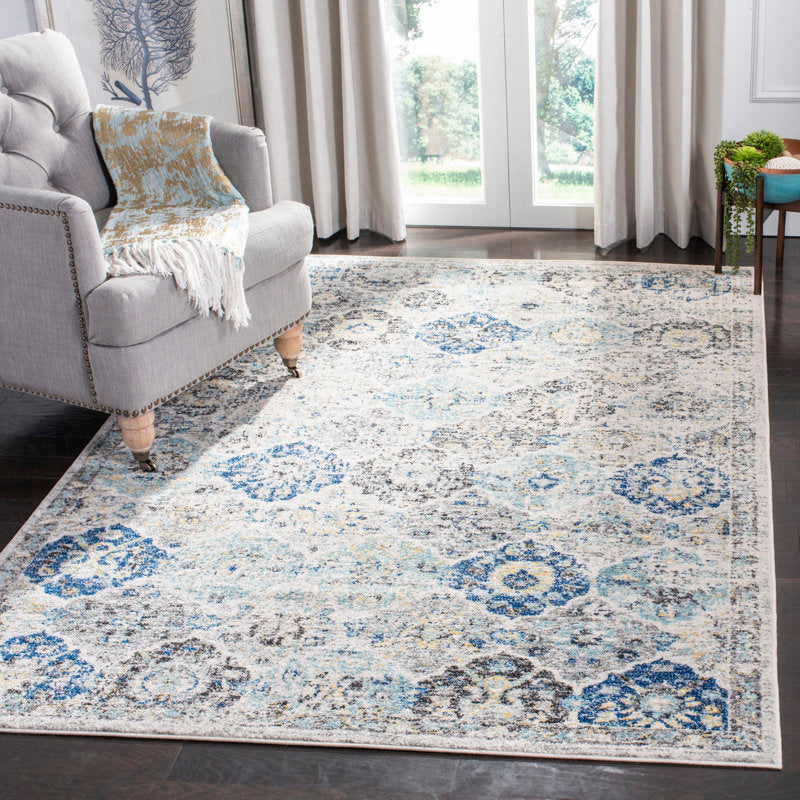 Tapis oriental ivoire / turquoise Felty 8x10 ft