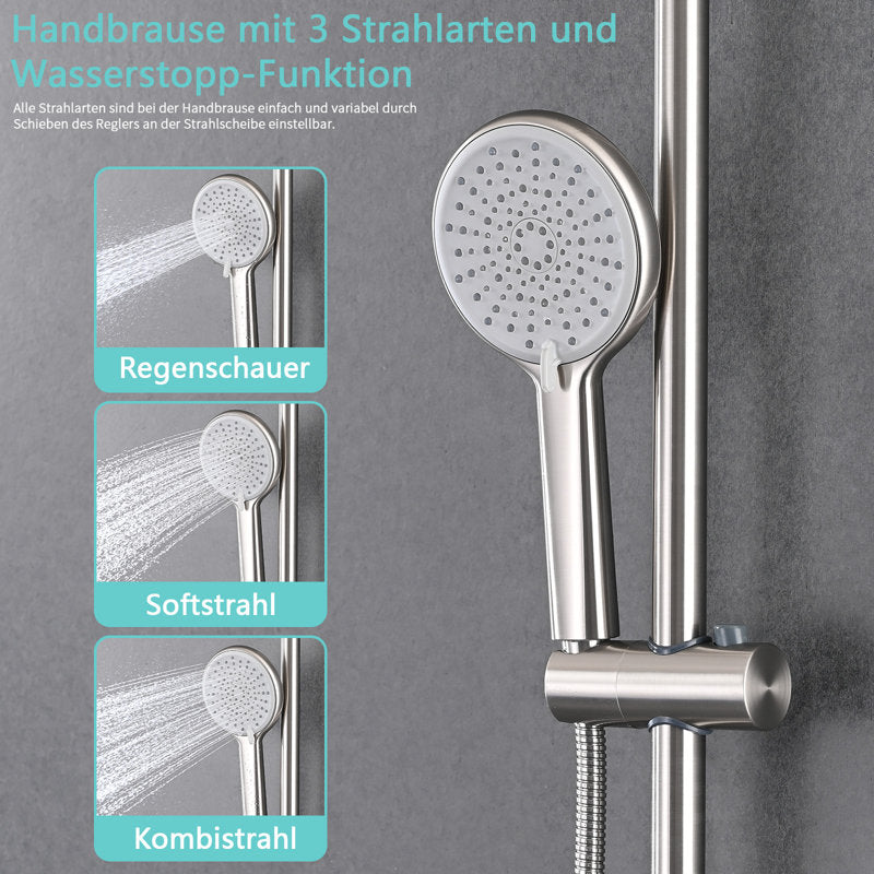 Shower System with 10-inch Rain Shower Head, 4-Function Adjustable Dual Shower Head