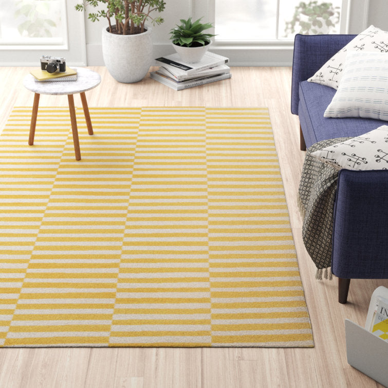 Tapis rayé jaune Arzilla 5x8 