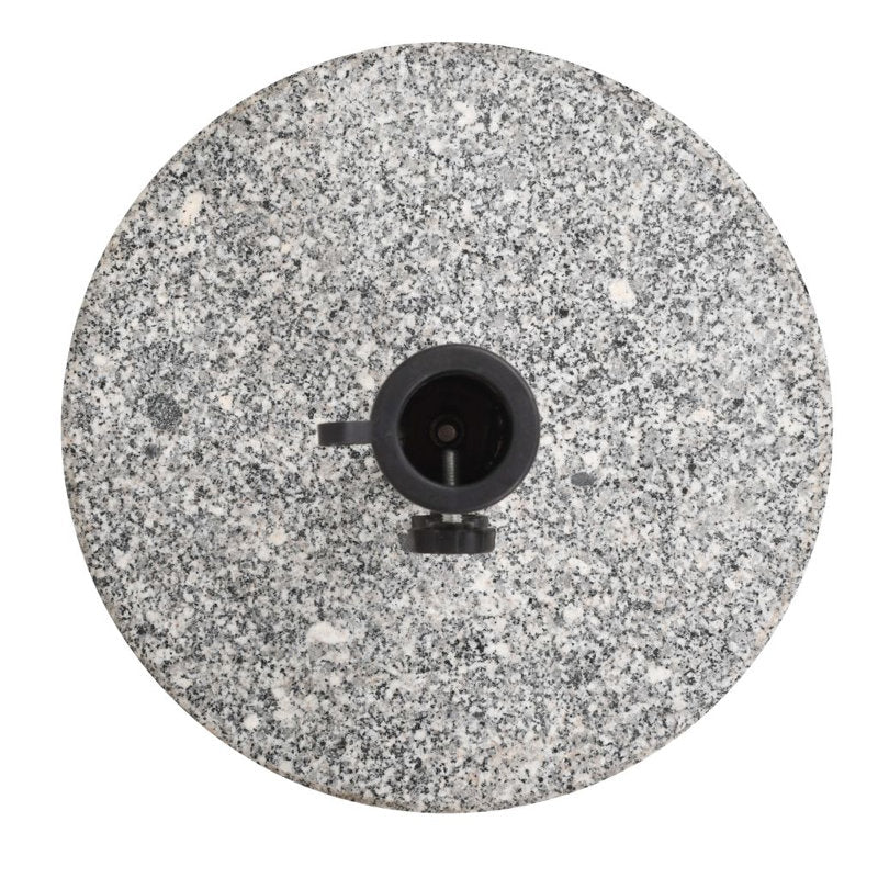 Pied de parasol rond de 20 kg avec poignées, plaque en granit, tuyau en acier inoxydable, granit gris 40 cm x 36,5 cm