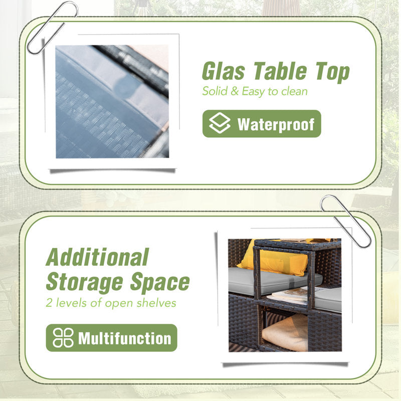 Canapé deux places d'extérieur en résine tressée Etna de 129 cm de large avec coussins