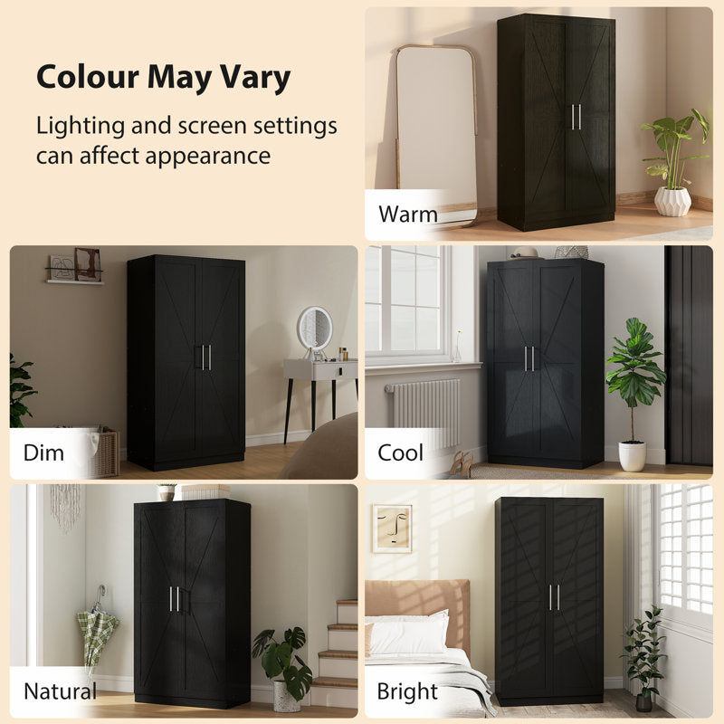 Armoire avec 2 portes de grange et armoire noire
