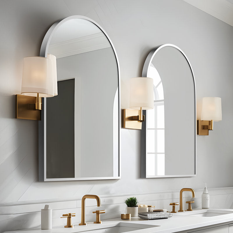 Miroir de salle de bain/coiffeuse arqué en métal Vercher. 1 miroir 