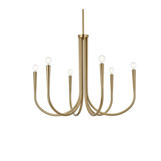 Lustre classique traditionnel doré Catalena à 6 lumières, intensité variable