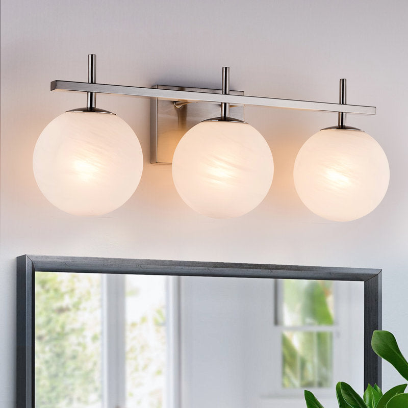 ETL 3-Light Dimmable Nickel Iron Bathroom Light Fixture with Cloud-Shaped Shade Lio