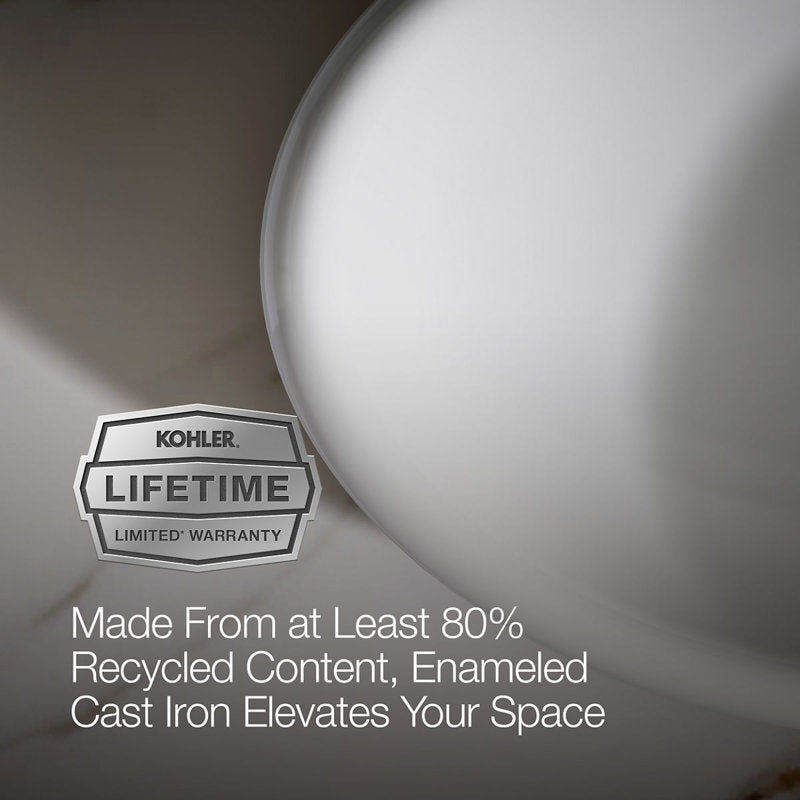 Lavabo vasque ovale en métal Iron Plains avec trop-plein, blanc 