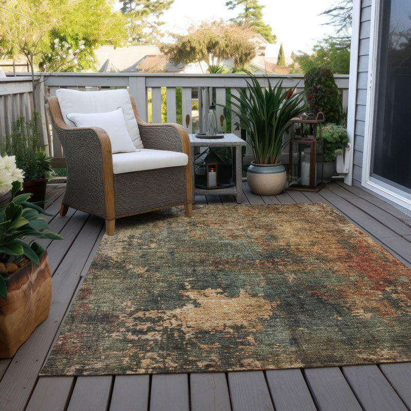 Machine Washable Indoor/Outdoor Cicel Sage Rug 10x14
