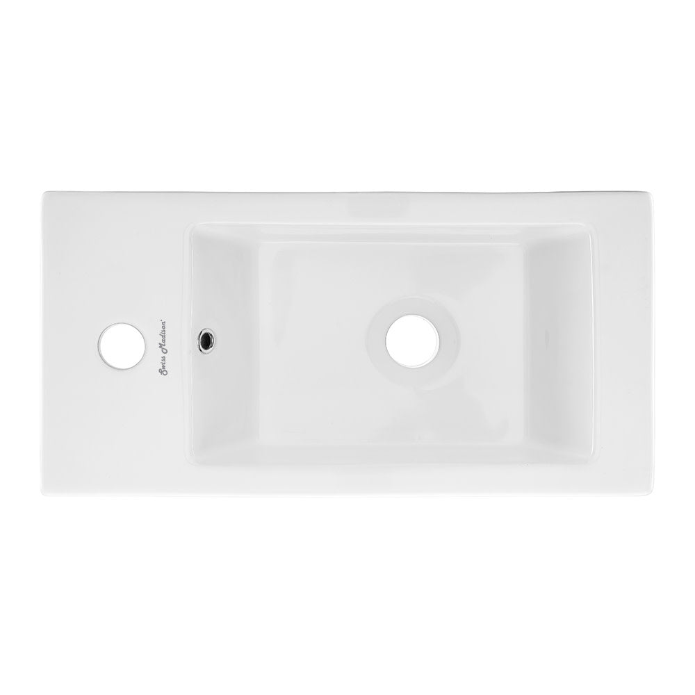 Lavabo suspendu rectangulaire Voltaire avec robinetterie à montage latéral gauche