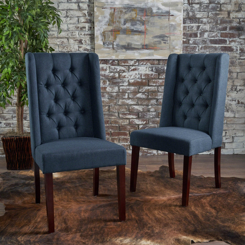 Ensemble de 2 chaises de salle à manger Toshia bleu marine rembourrées (sans boîte) 