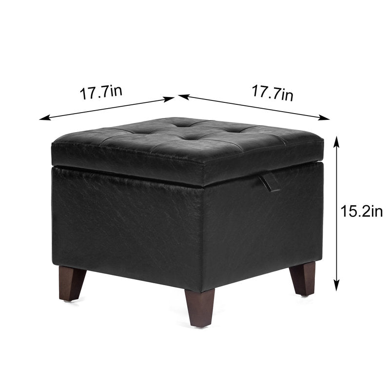 Pouf de rangement carré capitonné Orella 17,7 po