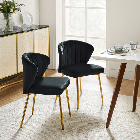 Axia Tufted Velvet Dining Chair (Set of 2) Black
