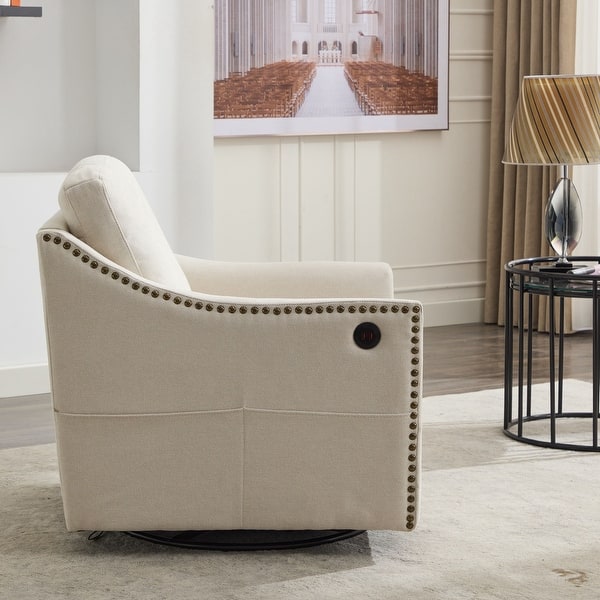 Fauteuil pivotant en tissu beige