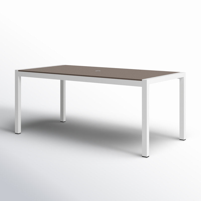 Table de salle à manger Aynura en plastique pour 6 personnes, utilisable en intérieur et en extérieur, grise et blanche. 
