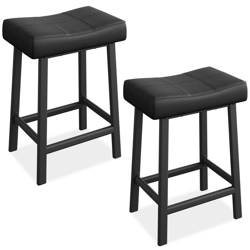 Saddle Bar Stools, Counter Height Barstools with Thickened Cushion, Faux Leather Padded Kitchen Chairs for Dinning Room, Kitchen Island, Home Bar ( set of 2 chairs )
