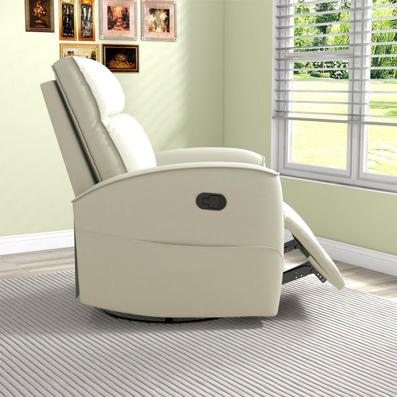Modern 30.7" wide manual reclining and swivel chair in soft vegan leather