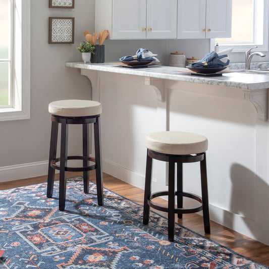 Baylis Swivel Upholstered Stool with Solid Wood Frame