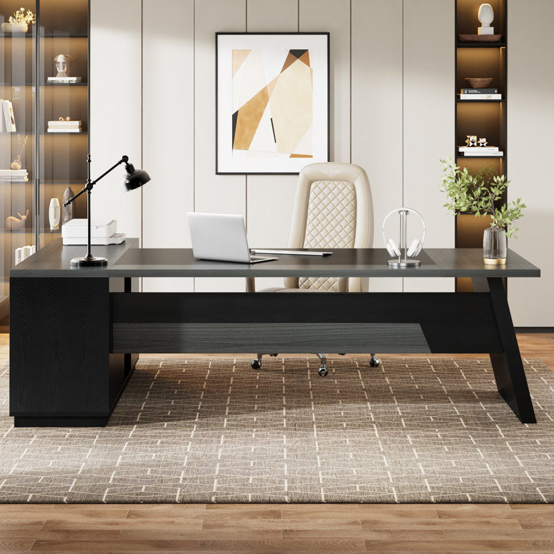 L Shaped Modern Executive Office Desk With Drawers