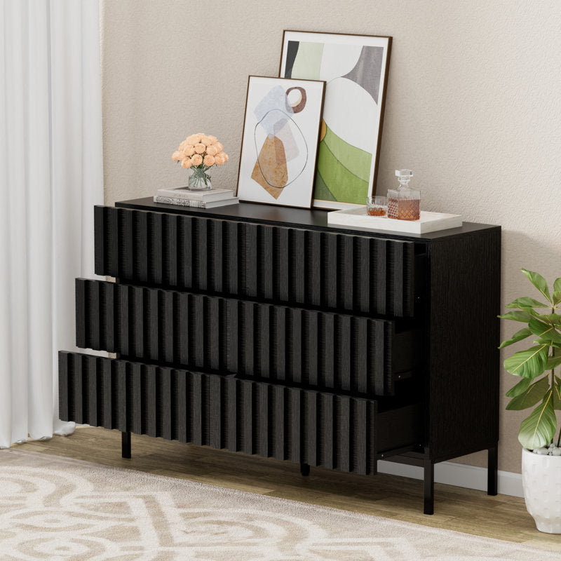 Commode double Endress à 6 tiroirs, 110 cm de largeur (NOIR) 