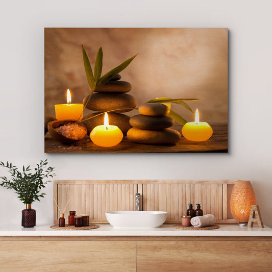 Zen Stones Relax and Calm Massage Laundry Room Bathroom Decor Large Canvas Wall Art Art Print 24x16”
