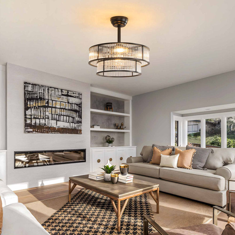 20-inch Mid-Century Crystal Chandelier Ceiling Fan with Light Kit and Remote Control Included