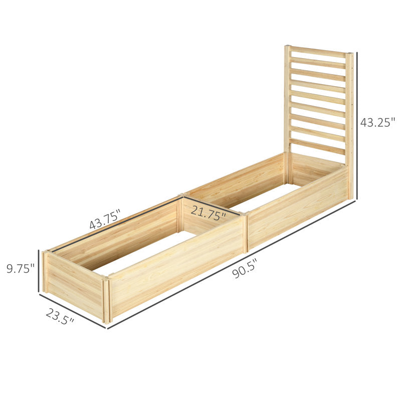 Jardinière surélevée Outsunny avec treillis et 2 compartiments