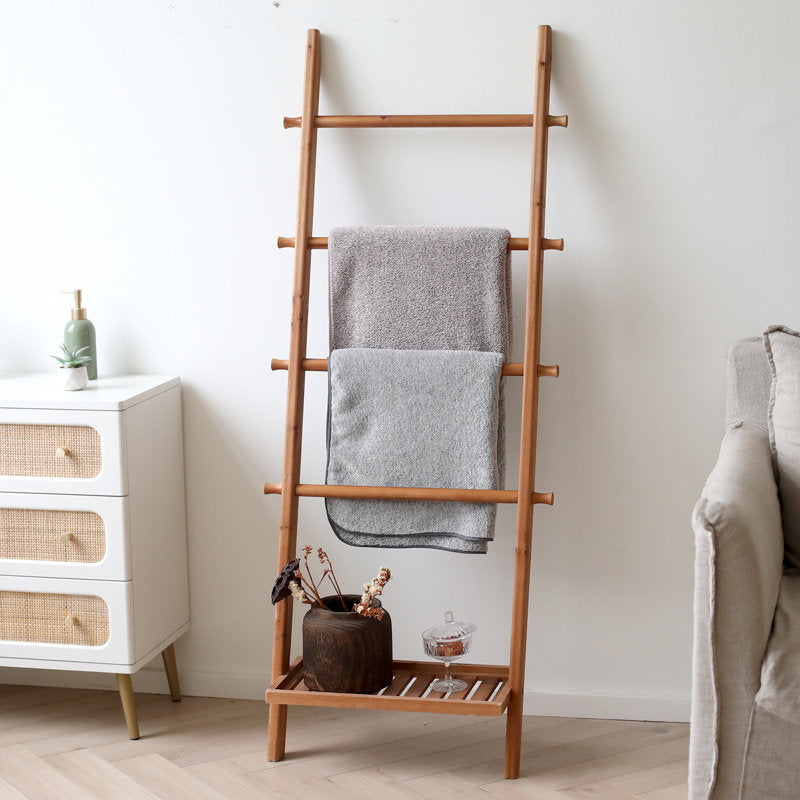 Échelle de toit en bois de 57 po avec tablette inférieure, Gracie Oaks