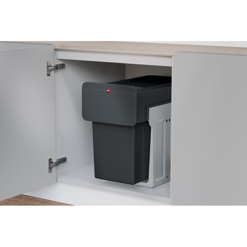 Poubelle de 7,4 gallons à plusieurs compartiments pour déchets et recyclage, couleur noire 