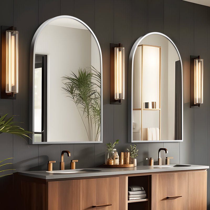 Miroir de salle de bain/coiffeuse arqué en métal Vercher. 1 miroir 