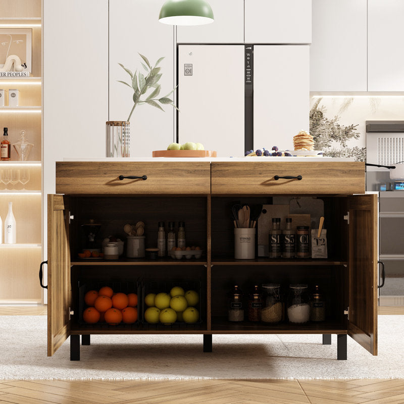 Îlot de cuisine Sturbridge 47,2'' avec plateau en bois massif et composite
