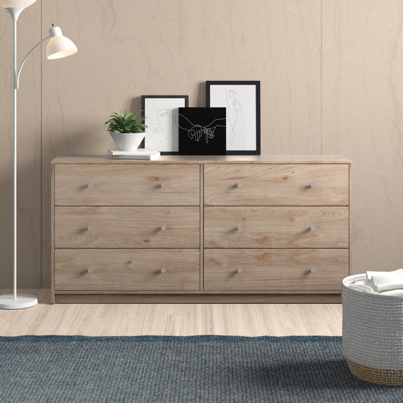 Commode double Clanton à 6 tiroirs, 143 cm de largeur (Jackson Hickory)