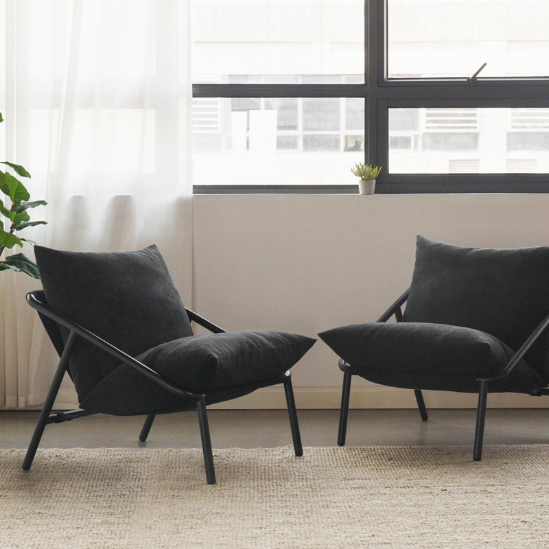 Fauteuil d'appoint Ayatt à structure métallique moderne et assise en toile