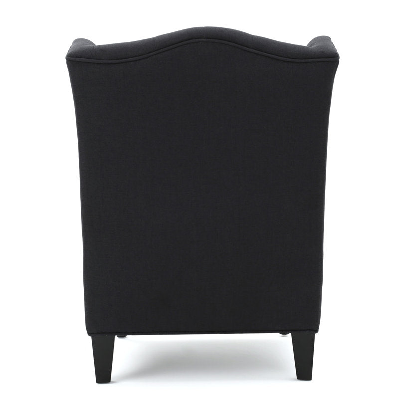 Fauteuil à oreilles capitonné en polyester Danni Lee, 70,10 cm de large, couleur anthracite foncé
