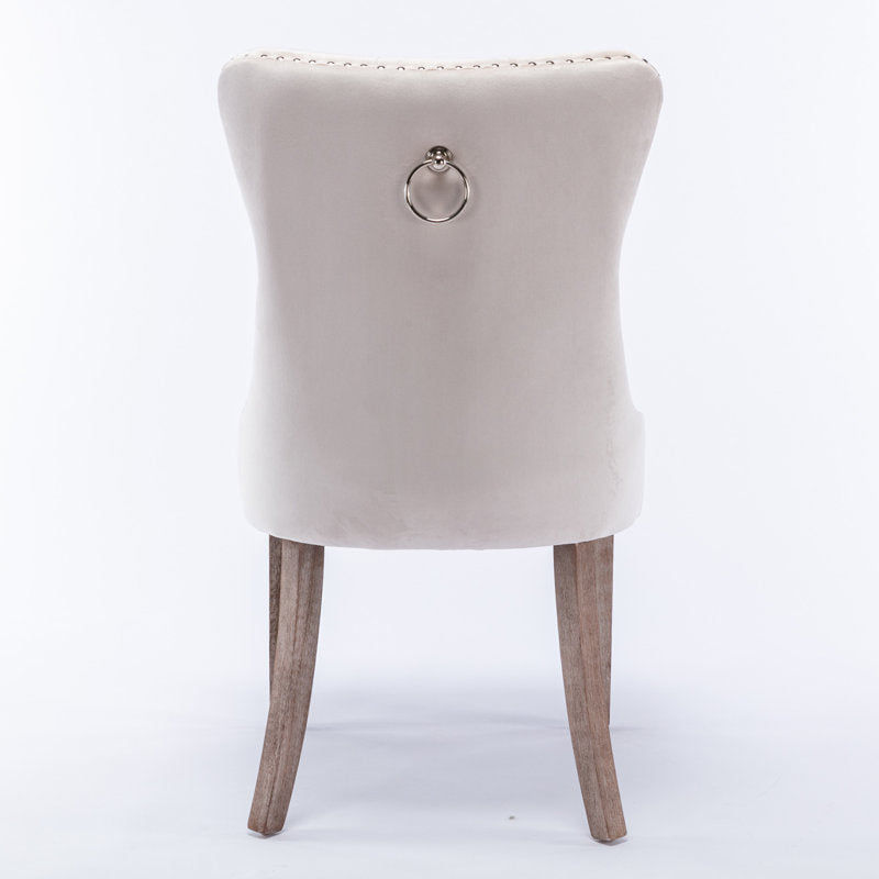 Ensemble de 2 chaises de salle à manger Farjana, couleur beige, pieds en bois