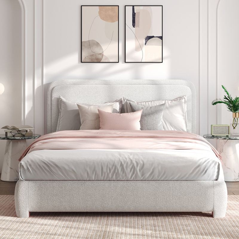 Bensu Boucle upholstered platform bed