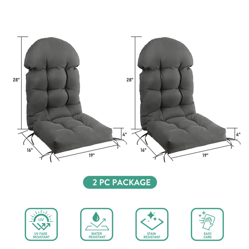 2 coussins pour siège et dossier de chaise Adirondack d'extérieur
